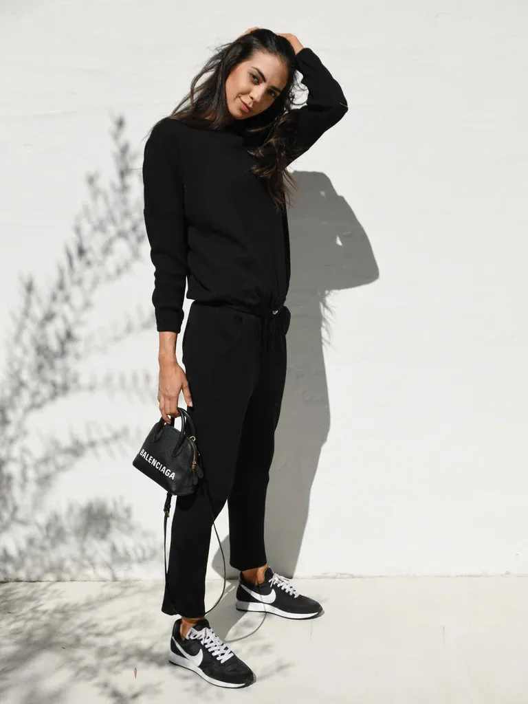 Zaza Ribbed Cotton Lounge Set Black