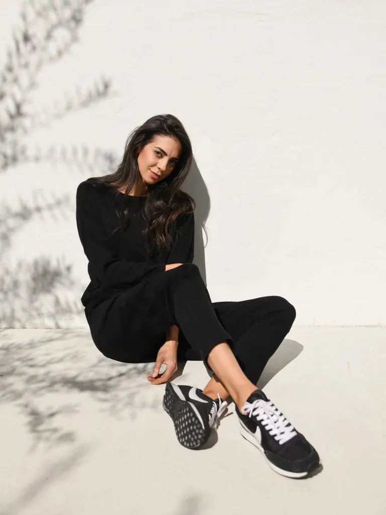 Zaza Ribbed Cotton Lounge Set Black