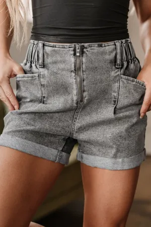 Zipped Cuffed Edge Denim Shorts 4-16